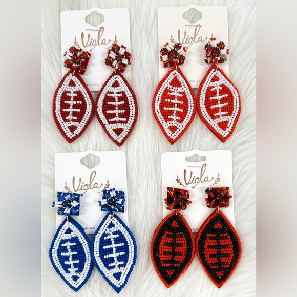 Jewelry - Football Beaded Earrings - New!
